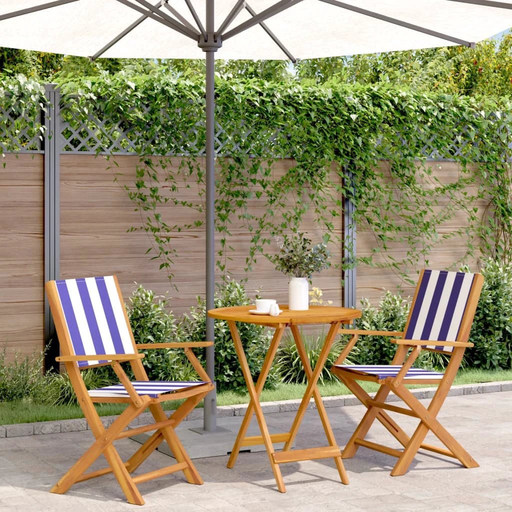 vidaXL 3 Piece Bistro Set Cream White Fabric and Solid Wood by vidaXL