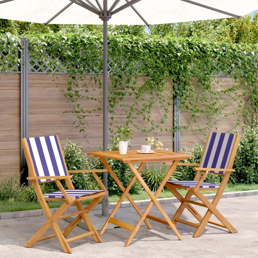 vidaXL 3 Piece Bistro Set Cream White Fabric and Solid Wood by vidaXL