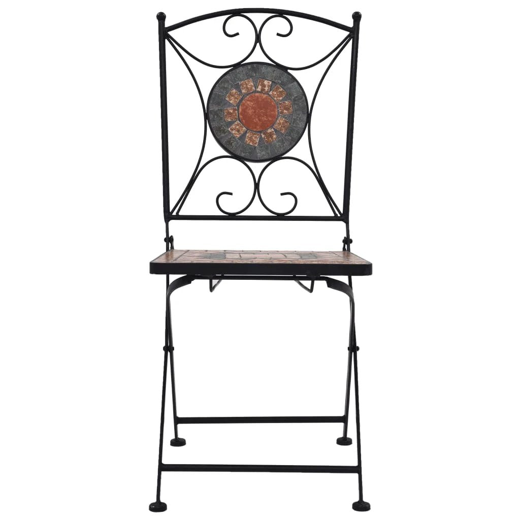 vidaXL 3 Piece Mosaic Bistro Set Ceramic Tile Terracotta - Bistro Sets