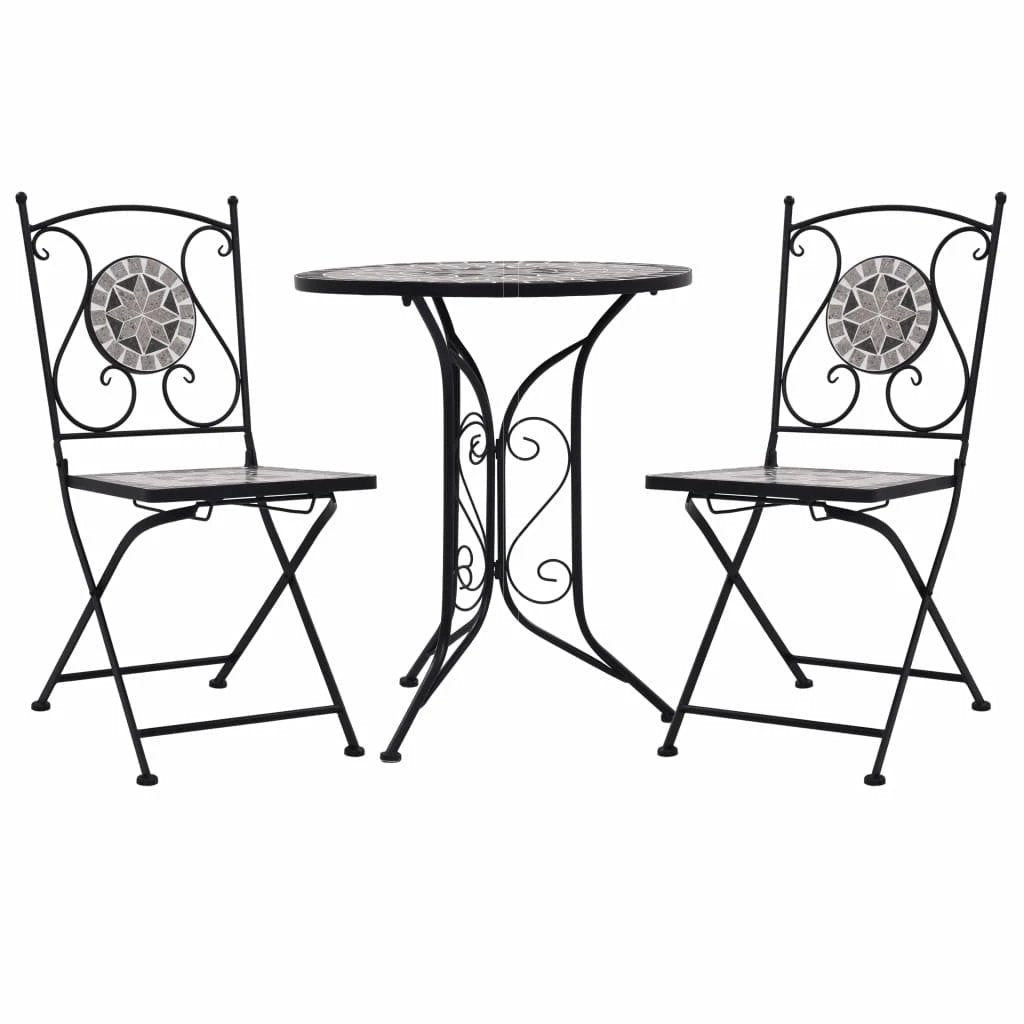 vidaXL 3 Piece Mosaic Bistro Set Ceramic Tile Terracotta - Bistro Sets
