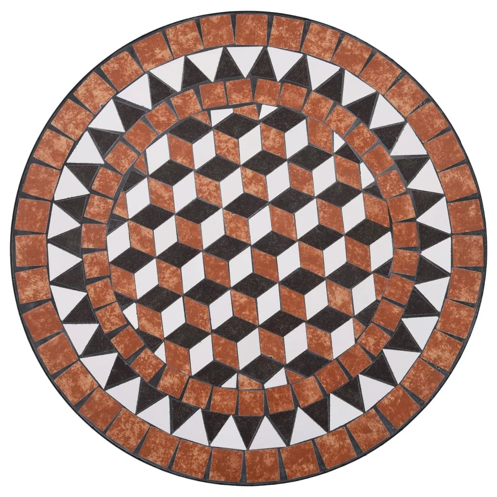 vidaXL 3 Piece Mosaic Bistro Set Ceramic Tile Terracotta - Bistro Sets