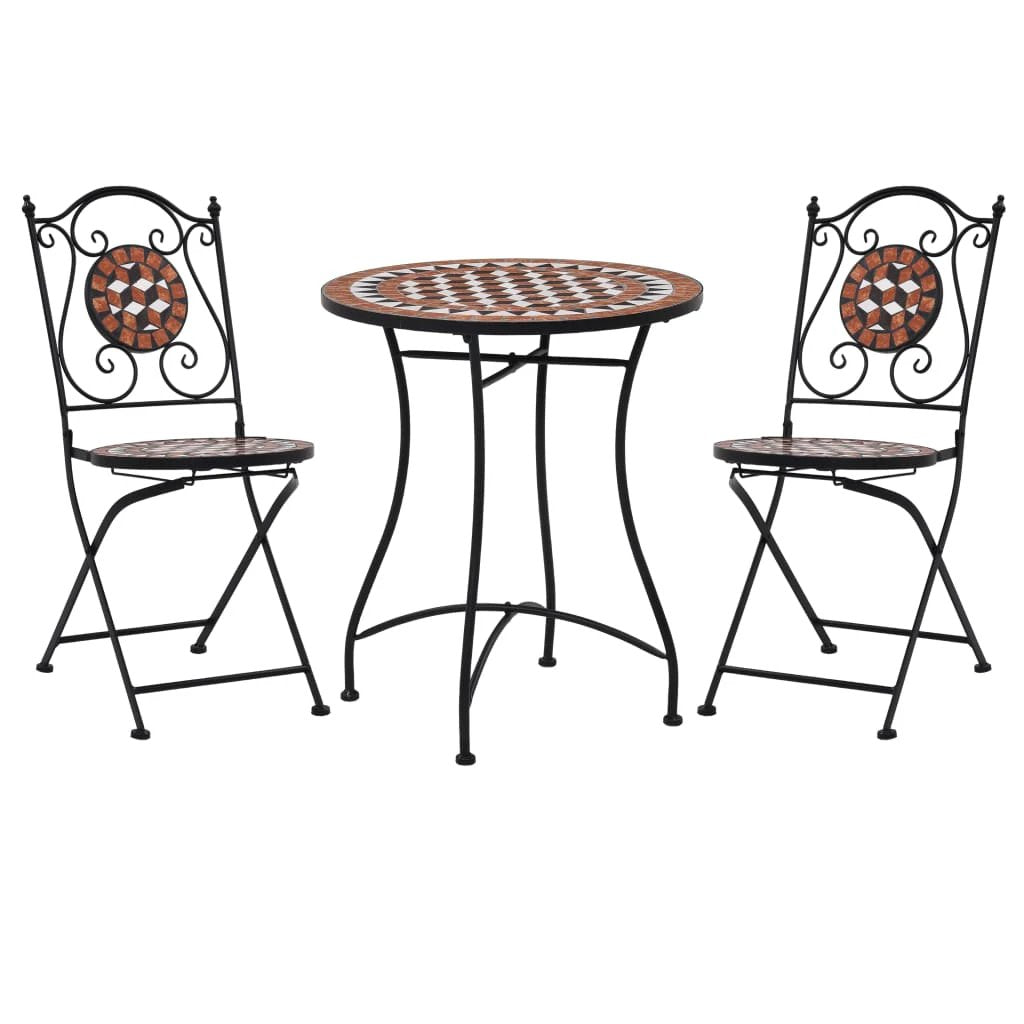 vidaXL 3 Piece Mosaic Bistro Set Ceramic Tile Terracotta by vidaXL