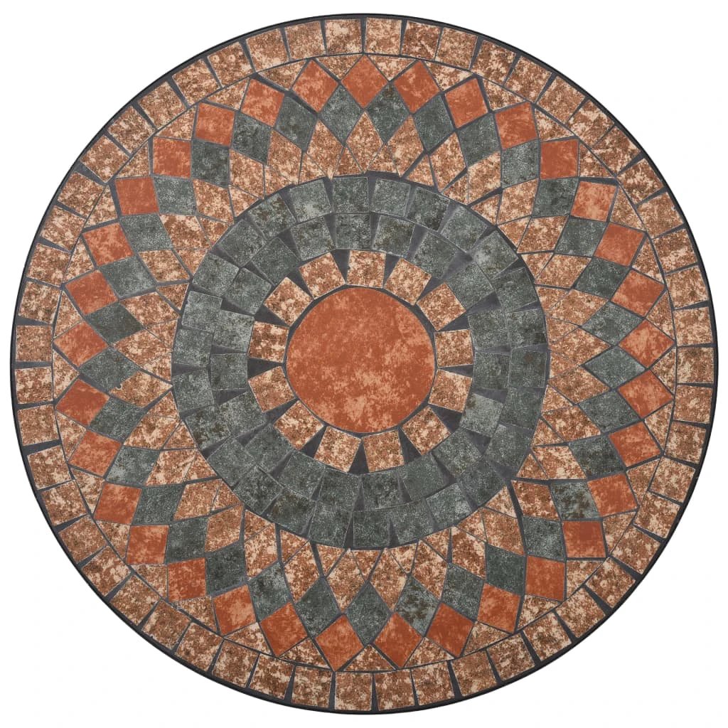 vidaXL 3 Piece Mosaic Bistro Set Ceramic Tile Terracotta - Bistro Sets