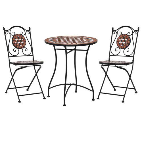 vidaXL 3 Piece Mosaic Bistro Set Ceramic Tile Terracotta by vidaXL