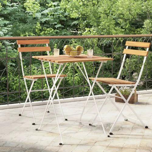 vidaXL Folding Bistro Table 55x54x71 cm Solid Wood Acacia and Steel by vidaXL