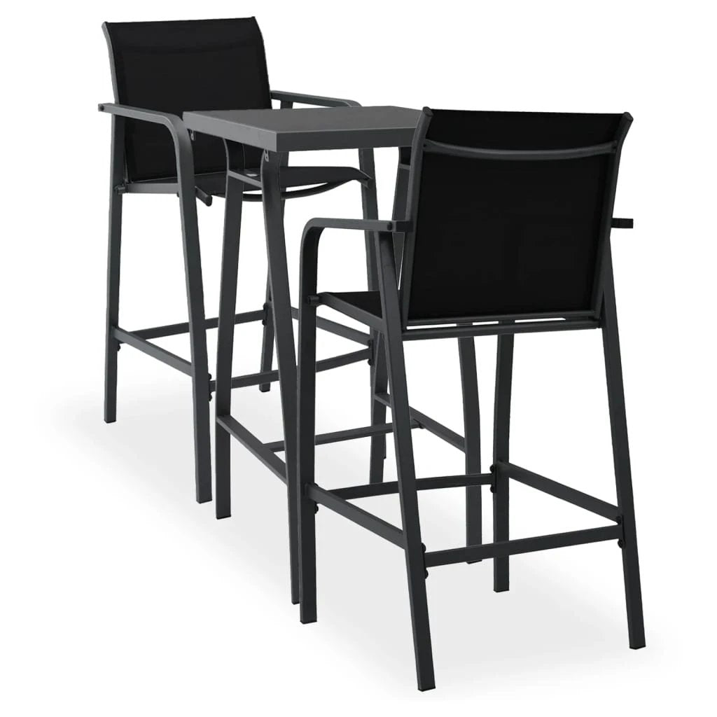 vidaXL 3 Piece Garden Bar Set Black by vidaXL