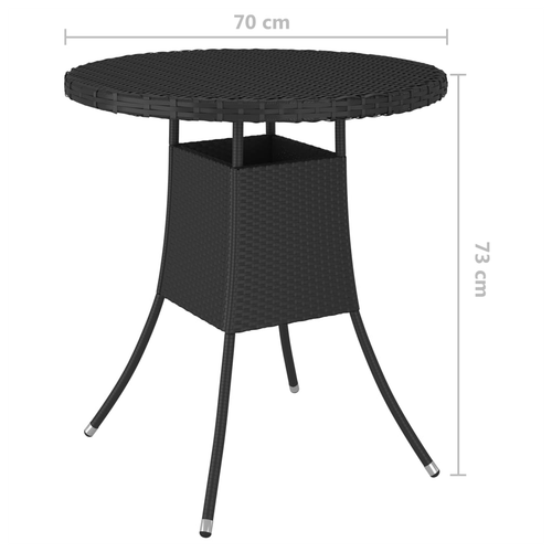 Garden Table Black 70x70x73 cm Poly Rattan by vidaXL