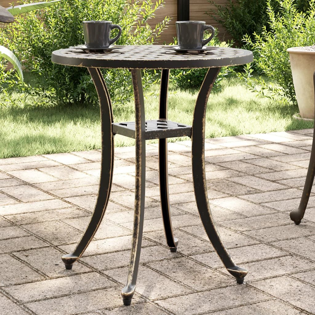 vidaXL Garden Table Bronze Ø48x53 cm Cast Aluminium -