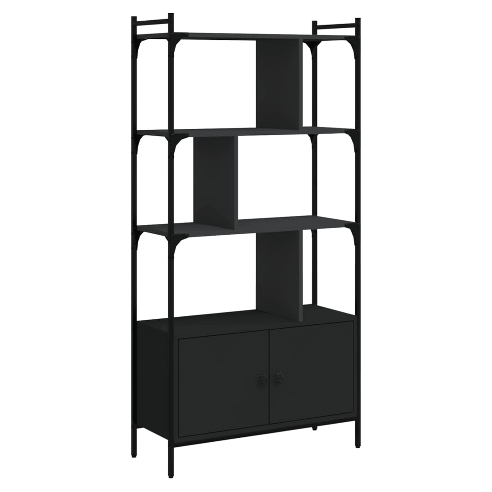Bookcase with Doors Black76.5x30x154.5 cm vidaXL Engineered Wood by vidaXL