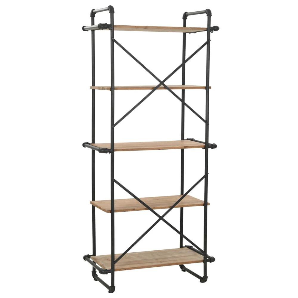 vidaXL Bookcase Solid Firwood and Steel vidaXL 80x42x180 cm - Uncategorized Bookcase