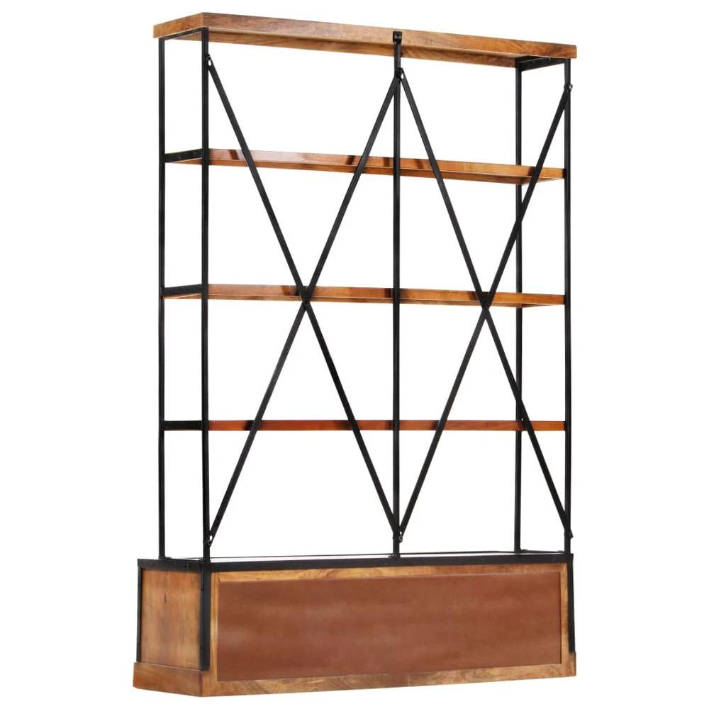4-Tier vidaXL Bookcase with 6 Drawers 122x36x181 cm Solid Mango Wood by vidaXL
