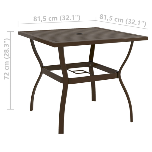 vidaXL Garden Table Brown 81.5x81.5x72 cm Steel by vidaXL