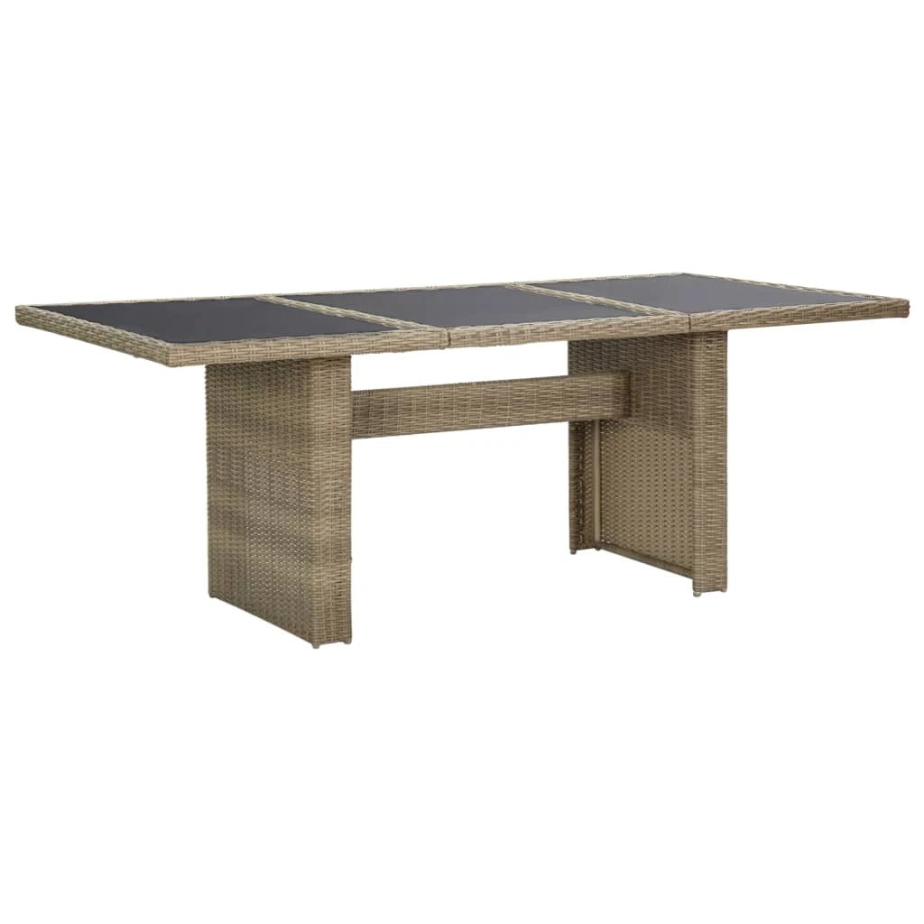 vidaXL Garden Dining Table Brown 200x100x74 cm Glass and Poly Rattan by vidaXL
