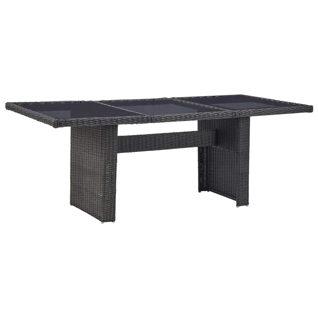 vidaXL Garden Dining Table Brown 200x100x74 cm Glass and Poly Rattan by vidaXL