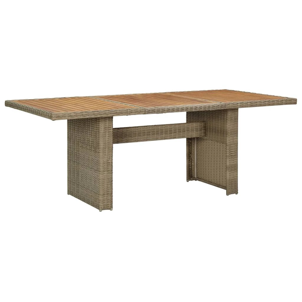 vidaXL Garden Dining Table Brown 200x100x74 cm Glass and Poly Rattan by vidaXL