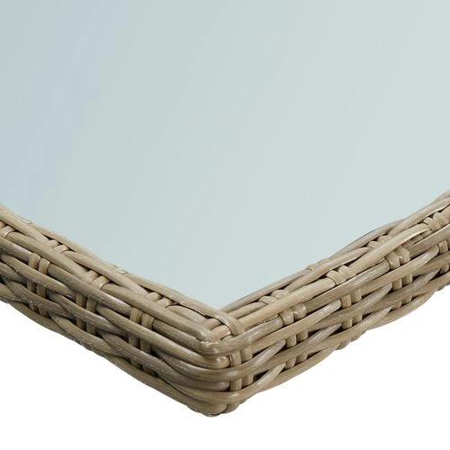 vidaXL Garden Dining Table Brown 200x100x74 cm Glass and Poly Rattan by vidaXL