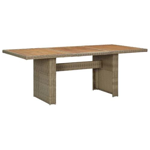 vidaXL Garden Dining Table Brown 200x100x74 cm Glass and Poly Rattan -