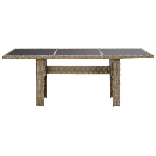 vidaXL Garden Dining Table Brown 200x100x74 cm Glass and Poly Rattan -