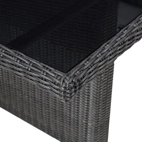 vidaXL Garden Dining Table Brown 200x100x74 cm Glass and Poly Rattan -