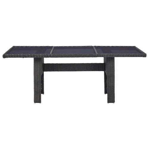 vidaXL Garden Dining Table Brown 200x100x74 cm Glass and Poly Rattan -