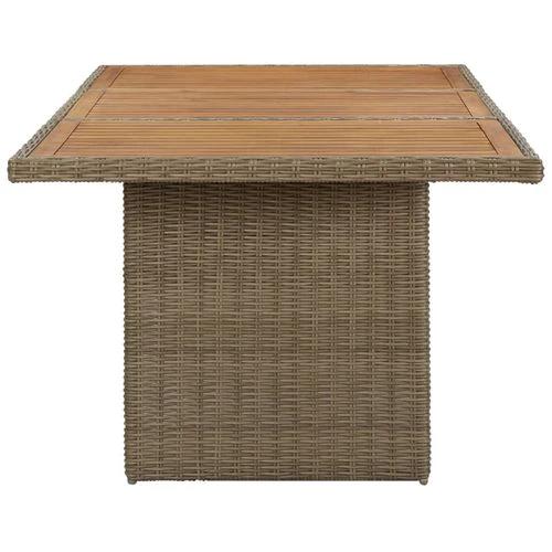 vidaXL Garden Dining Table Brown 200x100x74 cm Glass and Poly Rattan -