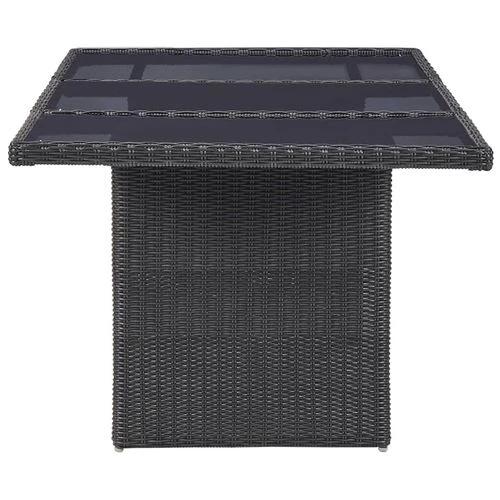 vidaXL Garden Dining Table Brown 200x100x74 cm Glass and Poly Rattan -