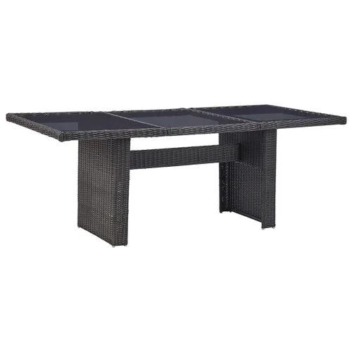 vidaXL Garden Dining Table Brown 200x100x74 cm Glass and Poly Rattan by vidaXL