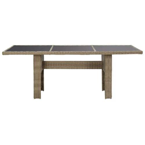 vidaXL Garden Dining Table Brown 200x100x74 cm Glass and Poly Rattan by vidaXL