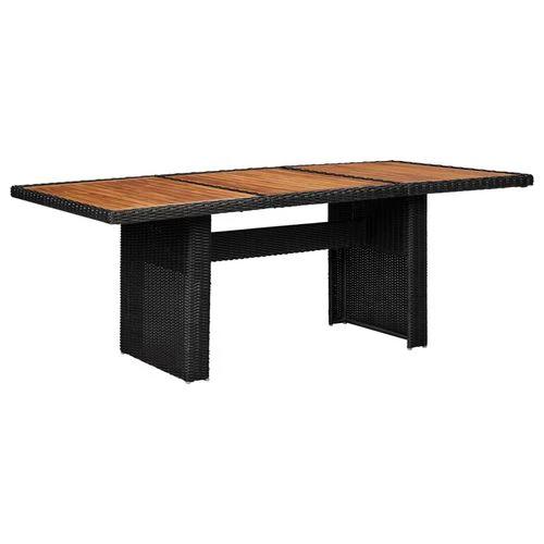 vidaXL Garden Dining Table Brown 200x100x74 cm Glass and Poly Rattan by vidaXL