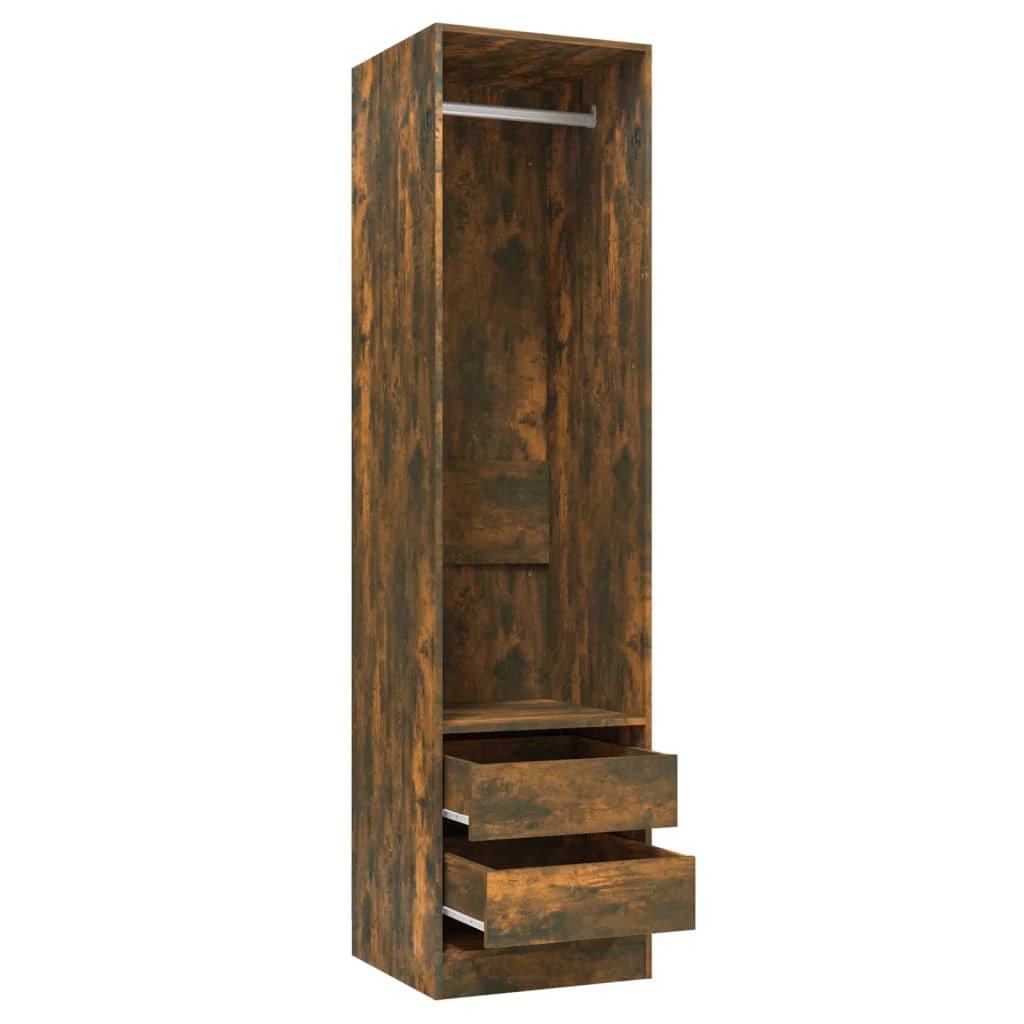 Wardrobe with Drawers Smoked Oak 50x50x200 cm Engineered Wood by vidaXL