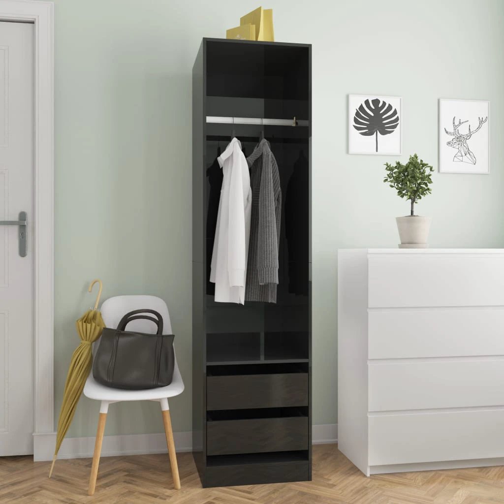 Wardrobe with Drawers Smoked Oak 50x50x200 cm Engineered Wood by vidaXL