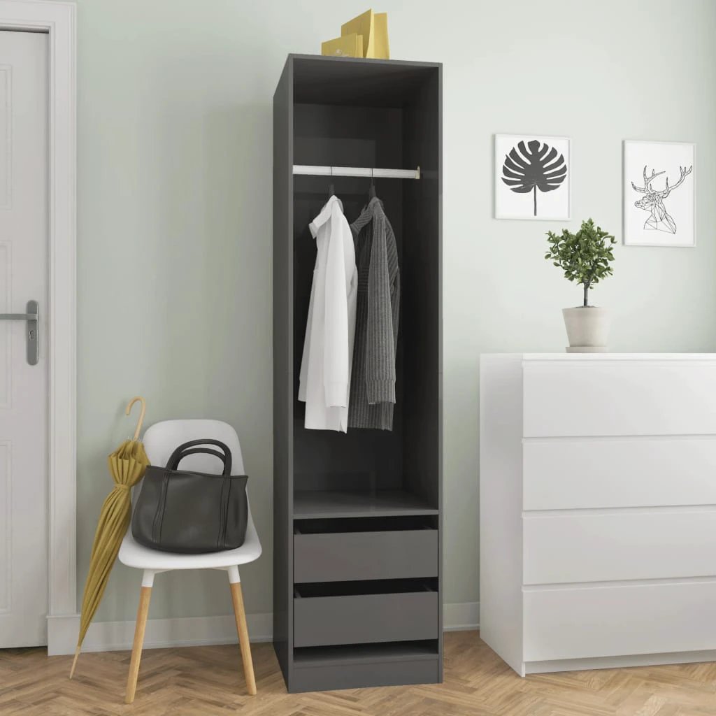 Wardrobe with Drawers Smoked Oak 50x50x200 cm Engineered Wood by vidaXL