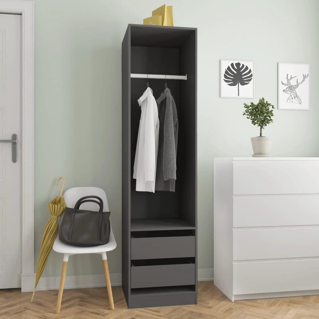 Wardrobe with Drawers Smoked Oak 50x50x200 cm Engineered Wood by vidaXL