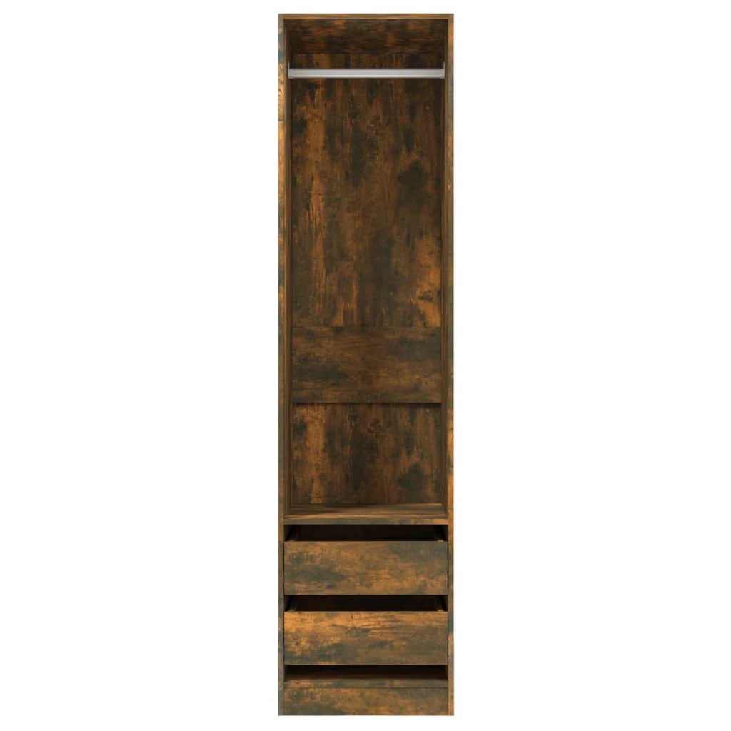 Wardrobe with Drawers Smoked Oak 50x50x200 cm Engineered Wood by vidaXL