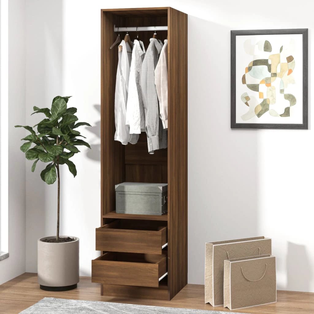 vidaXL Wardrobe with Drawers Smoked Oak 50x50x200 cm Engineered Wood -