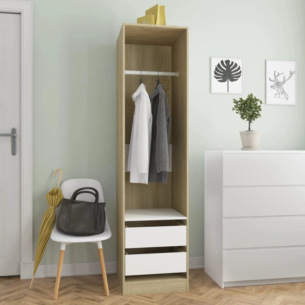Wardrobe with Drawers Smoked Oak 50x50x200 cm Engineered Wood by vidaXL