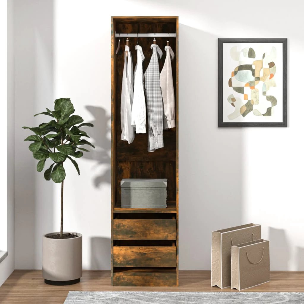Wardrobe with Drawers Smoked Oak 50x50x200 cm Engineered Wood by vidaXL