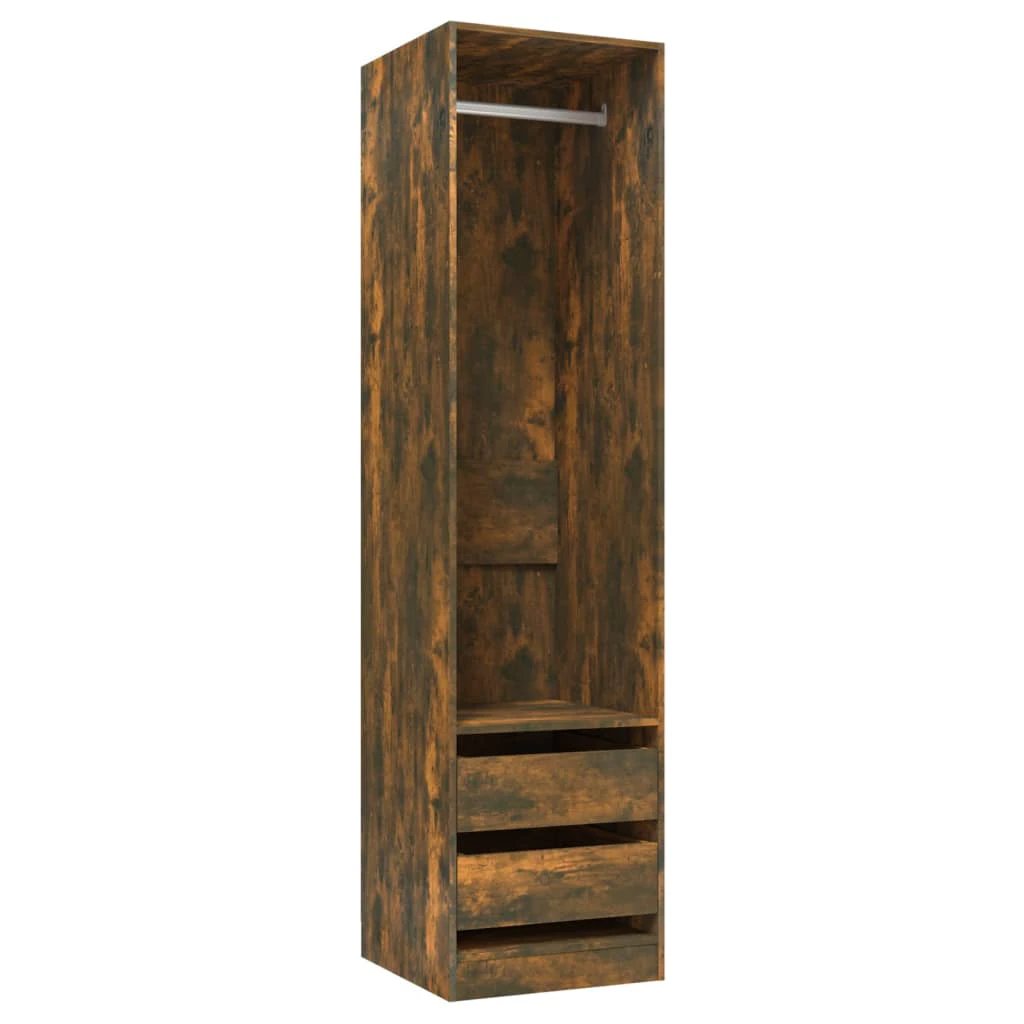 Wardrobe with Drawers Smoked Oak 50x50x200 cm Engineered Wood by vidaXL