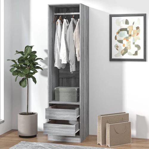 vidaXL Wardrobe with Drawers Smoked Oak 50x50x200 cm Engineered Wood -