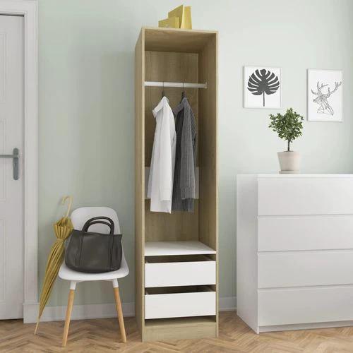 vidaXL Wardrobe with Drawers Smoked Oak 50x50x200 cm Engineered Wood -