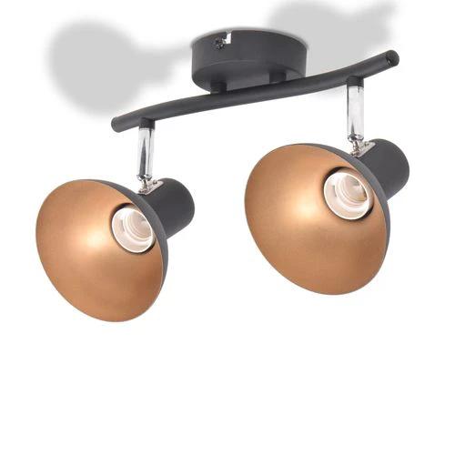 Ceiling Lamp for 2 Bulbs E27 Black and Gold by vidaXL
