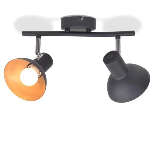 Ceiling Lamp for 2 Bulbs E27 Black and Gold by vidaXL