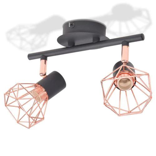 Ceiling Lamp with 2 Spotlights E14 Black and Copper by vidaXL