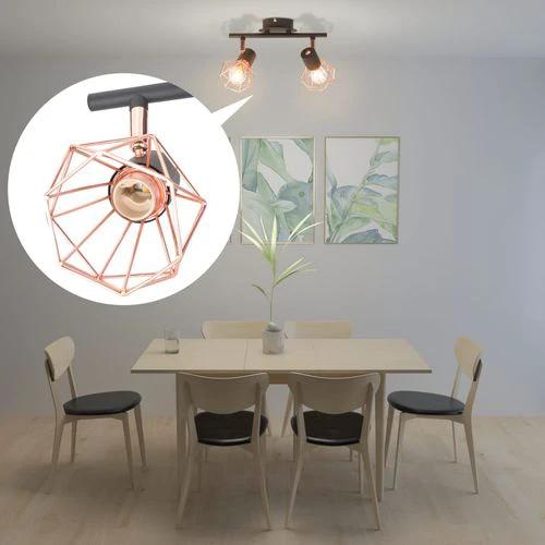 Ceiling Lamp with 2 Spotlights E14 Black and Copper by vidaXL