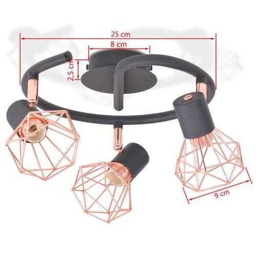 vidaXL Ceiling Lamp with 3 Spotlights E14 Black and Copper - Ceiling Lights