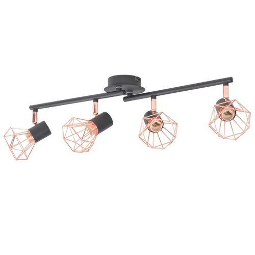 Ceiling Lamp with 4 Spotlights E14 Black and Copper by vidaXL
