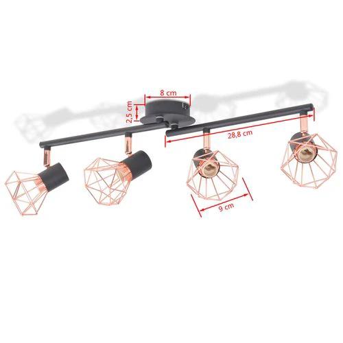 Ceiling Lamp with 4 Spotlights E14 Black and Copper by vidaXL