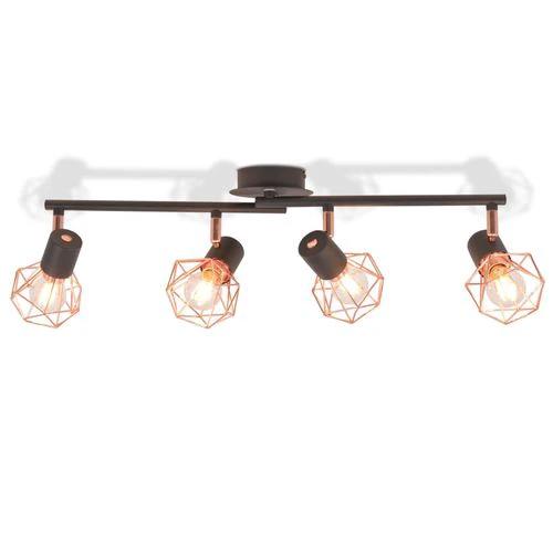 Ceiling Lamp with 4 Spotlights E14 Black and Copper by vidaXL