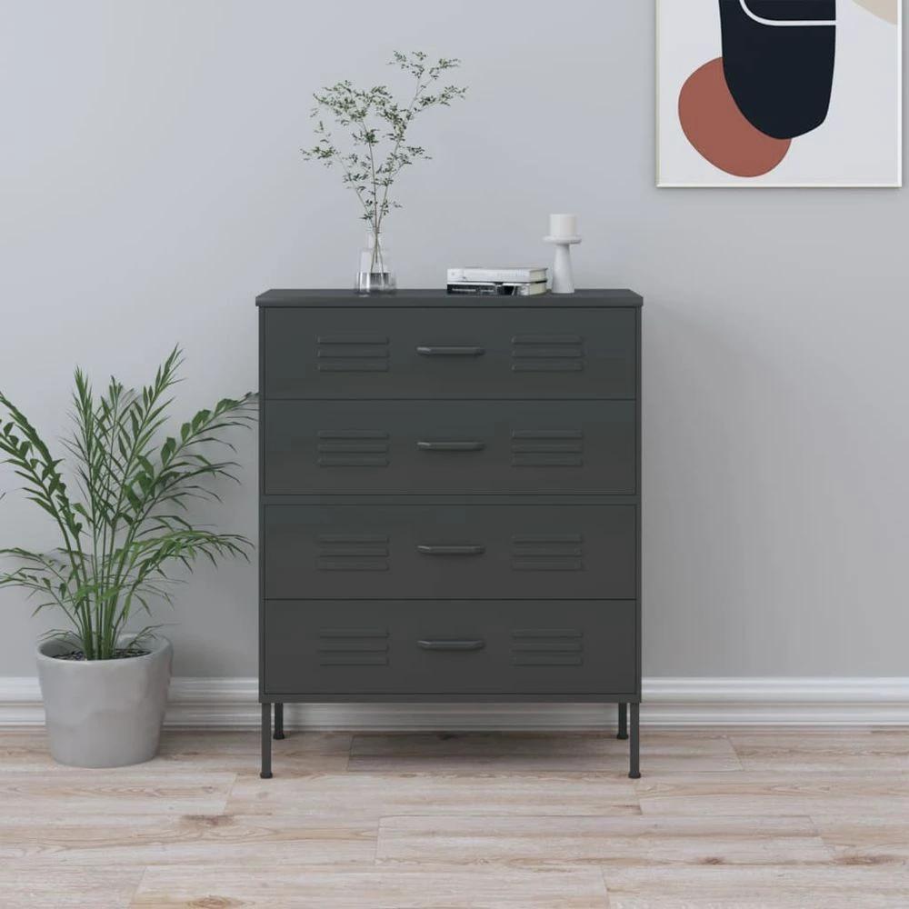 Chest of Drawers Olive Green 80x35x101.5 cm Steel vidaXL by vidaXL