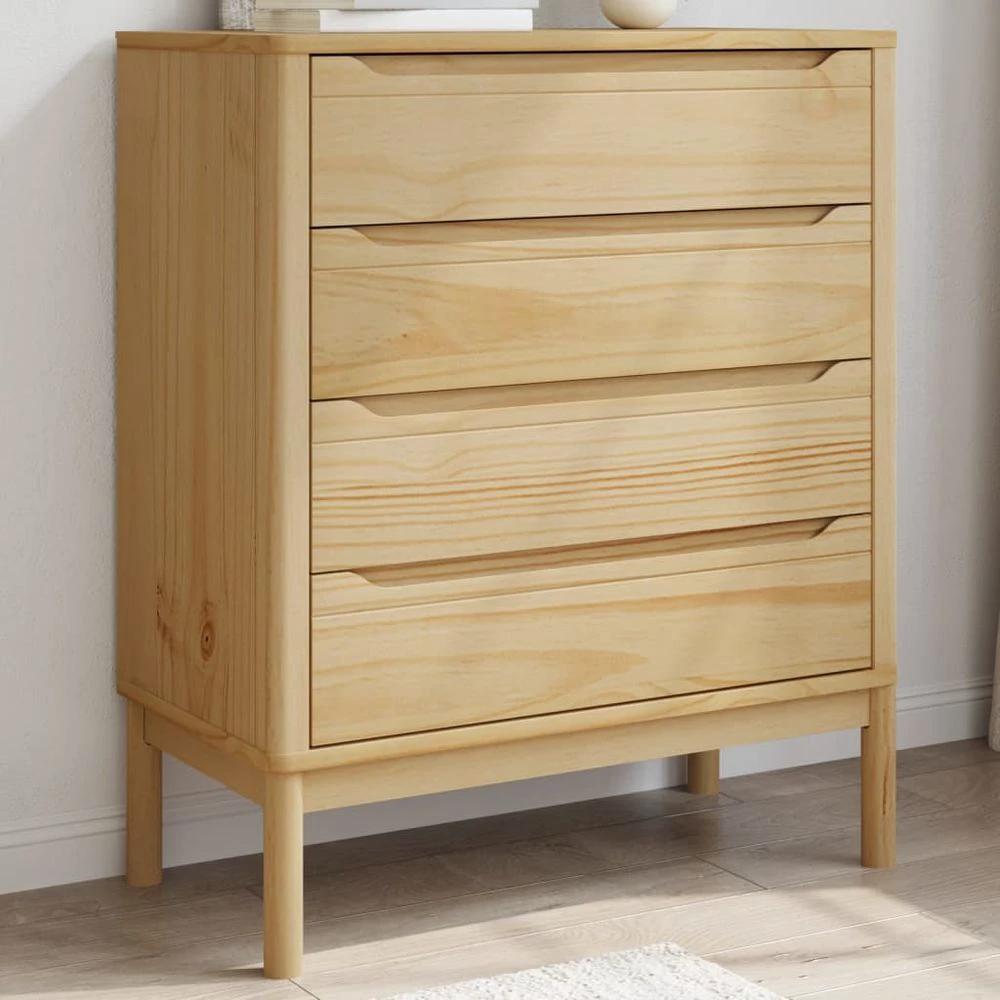 vidaXL Chest of Drawers FLORO Wax Brown vidaXL Solid Wood Pine - Uncategorized Chest of Drawers